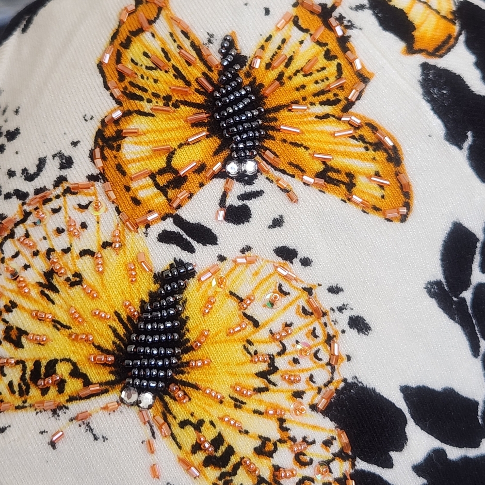 Venue Vintage Inspired Y2K Nostalgic Beaded Butterfly Cardigan Knit Sweater  M - Picture 14 of 14